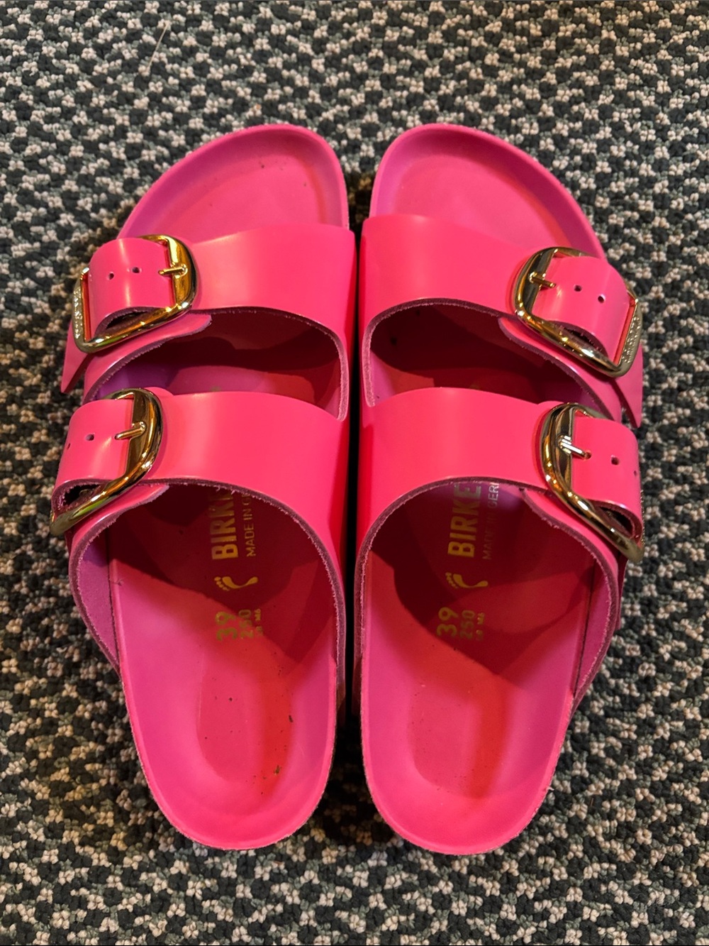 Birkenstock Kids Arizona EVA Sandals in Hot Pink with Gold Buckles